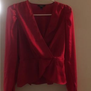 EXPRESS Satin Peplum Wrap Top